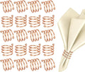 Rose Gold Napkin Rings Set of 20, Round Metal Napkin Ring Cloth Holder Rings Gold Halloween Fall Thanksgiving Christmas Valentine Thankful Napkin Rings Coffee Dining Wedding Table Decor