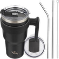 Konokyo 30 oz Tumbler with Handle and Straw, Insulated Travel Mug | Black; by Konokyo