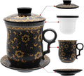 Porcelain Tea Cup with Infuser Lid and Saucer Sets by Unknown