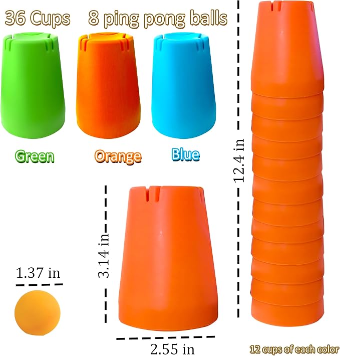 3-in-1 Cup Stacking Set; Toddler to Young Kids Quick Stacking Cups Game; - Image 2