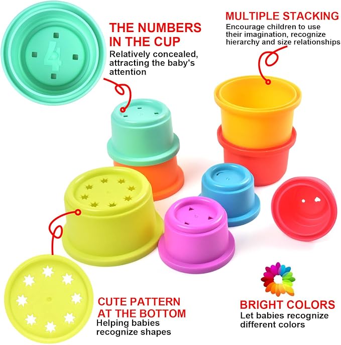 Baby Stacking Nesting Cups Toys, Baby Toys 6 to 12 Months, Montessori Toys - Image 2