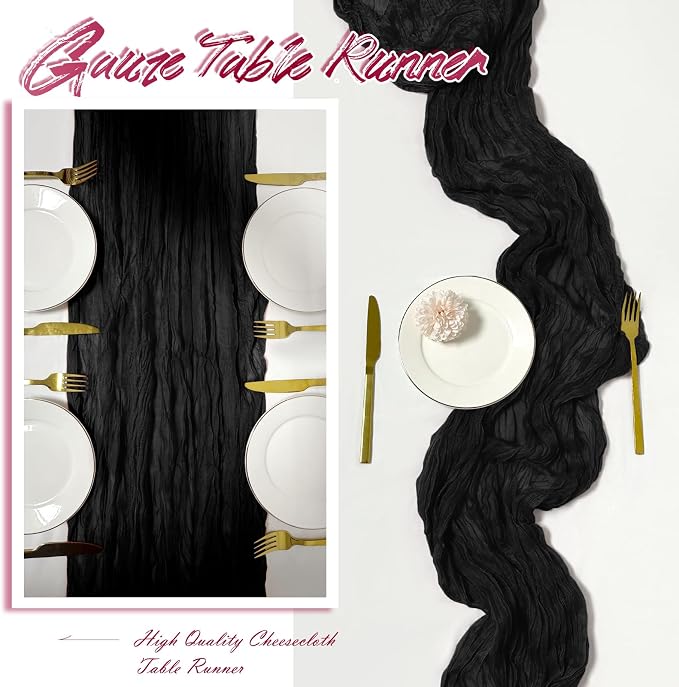 30 Pack Black Cheesecloth Table Runner 17 x 108 inch Cheese Cloth Table Runners - Image 6