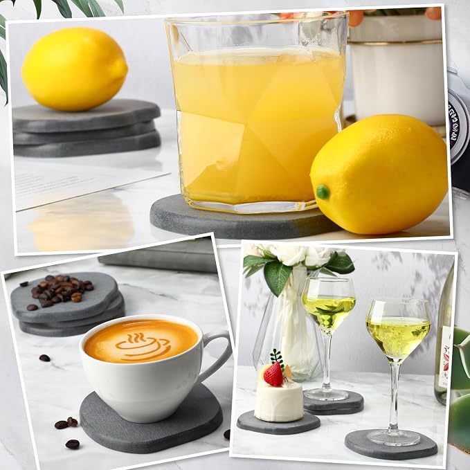 Diatomaceous Earth Coaster ，Set of 6，Unique White Absorbent Coasters - Image 7