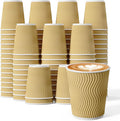 120 Count 8 oz Coffee Cups, Insulated Ripple Wall Paper Hot Cups, Leak-Proof by DailyPack