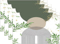 Boho Sage Green Placemats Abstract Bohemian Mid Century Modern Gold Leaves Plant Olive Grey Minimalist Washable Place Mats 12x18Inch for Dining Kitchen Farmhouse Decor 4 PCS