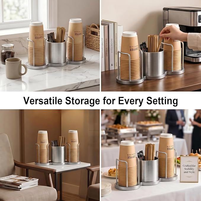 Coffee Cup Holder with Straw & Stirrer Storage Caddy - Image 6