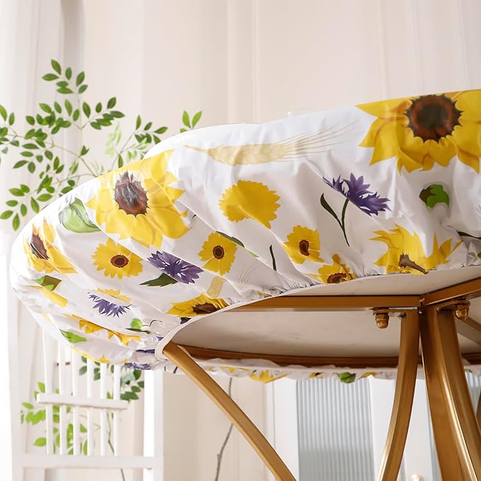 Walrus Round Vinyl Fitted Tablecloth with Flannel Backing Elastic Edge Design Table Cover Waterproof Oil-Proof PVC Table Cloth Stain-Resistant Best for 57"-66" Round
