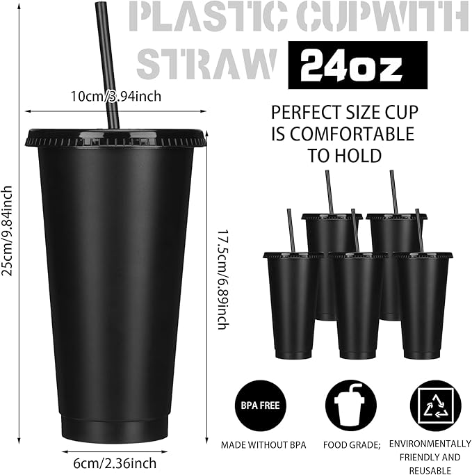 Bokon 30 Sets Tumbler with Straw and Lid Bulk 24 oz Reusable Plastic Cups to Go - Image 2