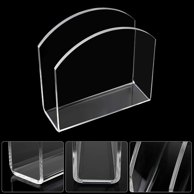 Napkin Holder Crystal Clear Acrylic Napkin Holders for Tables, Clear Paper Napkin Holder Stand Tabletop Freestanding Tissue Box Dispenser for Dinner Kitchen Restaurant Home Decor Bar Accessories