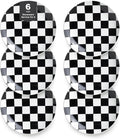 Black and White Checkered Small Dessert Plates Set of 6-6 Inch Ceramic Plates, Microwave & Dishwasher Safe, Minimalist Decorative Platters for Desserts