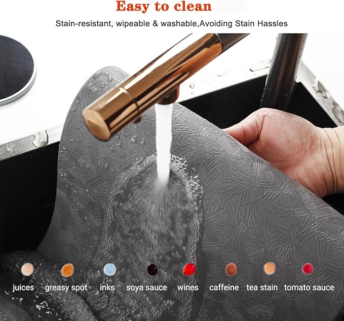Vinyl Placemats Set of 4 Heat Resistant Easy Clean Non-Slip Place Mats for Dining Table Faux Leather Waterproof Stain Resistant Wipeable Washable PVC Table Mats(4, Gray)