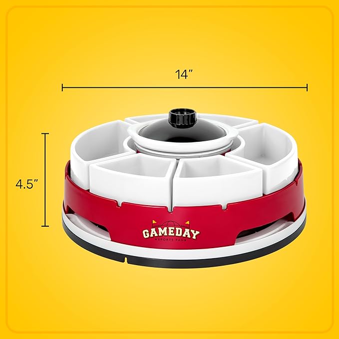 Nostalgia Gameday Heated Slow Cooker and Lazy Susan Serving Set for Parties, Fondue Pot for Dips and Nachos, Red/White
