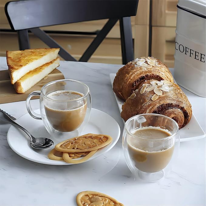 Espresso Cups Set Of 2, Double Walled Glass Coffee Mugs - Image 5