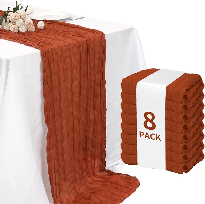 12 Pack Terracotta Cheesecloth Table Runner 120 Inch Boho Wedding Decor | by Fixwal
