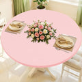 Round Spandex Valentines Day Tablecloth, Elastic Fitted Waterproof Tablecloths for 42"-50" Tables, Stretch Washable Picnic Table Cover for Camping, Dining, Indoor and Outdoor, Pink