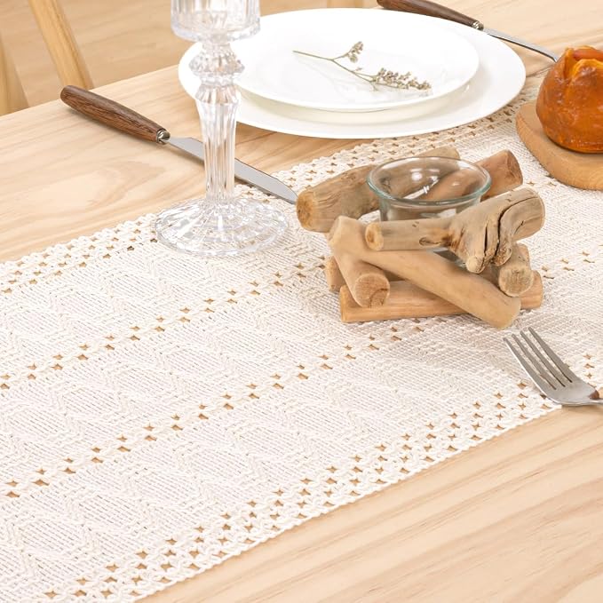 MLMW Boho Table Runner Farmhouse Burlap Small Table Runner Dresser Runner | - Image 3