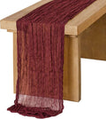 Ling's Moment Dark Red Cheesecloth Table Runner, 120 Inch 10FT | Burgundy Boho by LingsMoment