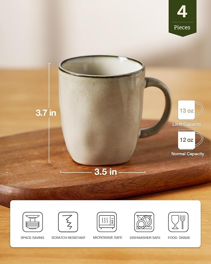 famiware Coffee Mugs Set of 4, Ocean Square 13oz Coffee Cup Set - Image 4