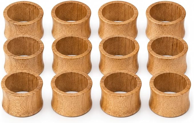 Mango Wood Napkin Rings Set of 12 by ALPHALivingHOME