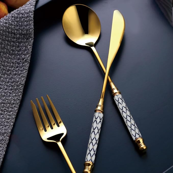 30-piece Silverware Set With Ceramic Handle, Premium Food Grade Stainless Steel Flatware Sets, Mirror Polished Cutlery Set, Dishwasher Safe (for 6 People)