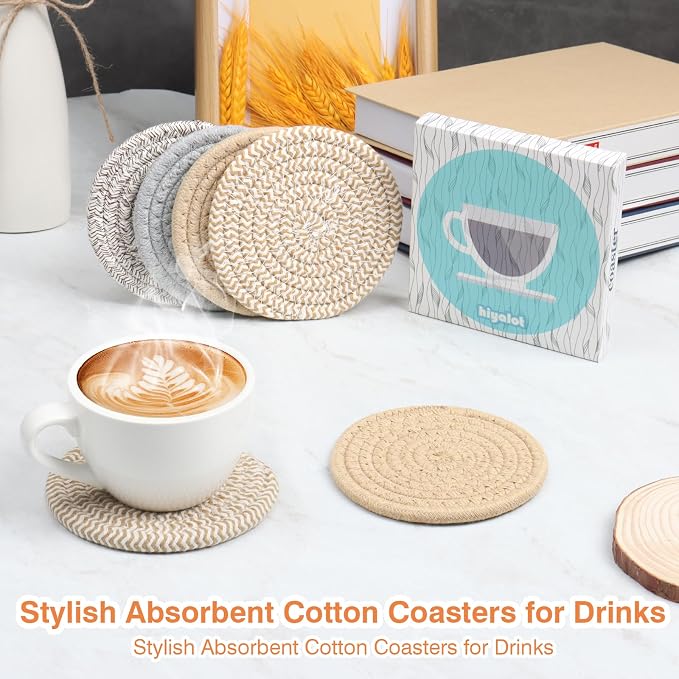 Large 4.8" Cotton Coasters for Drinks Set of 2 - Image 6