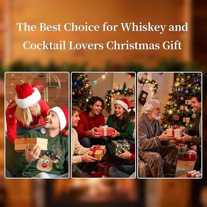 Whiskey Smoker Kit with Torch & 6 Flavors Wood Chips - Premium Bourbon Cocktail Smoker Set,Old Fashioned Drink Smoker Kit, for Men, Dad, Husband (Butane Not Included)