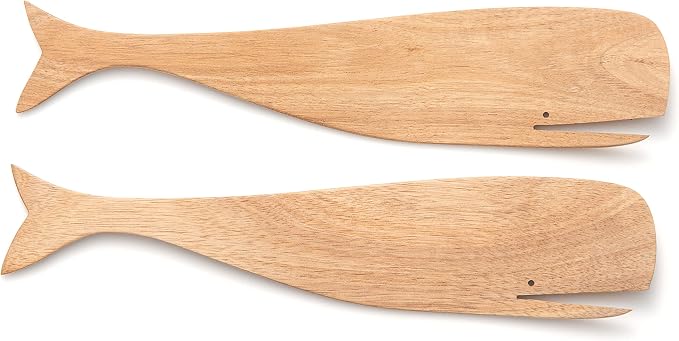 Ironwood Gourmet Acacia Wood Whale Salad Serving Utensils by Ironwood