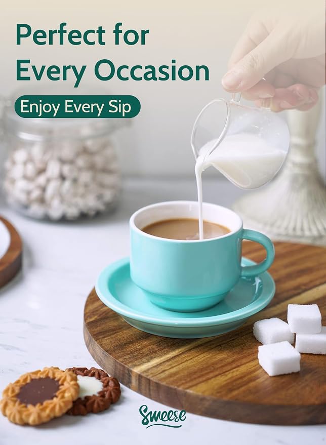 Sweese 4 Ounce Porcelain Stackable Espresso Cups - Image 5