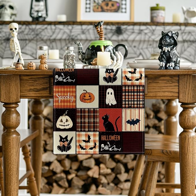 Artoid Mode 210 GSM Halloween Table Runner 13x108 Inch Home Party Decor | Black - Image 2