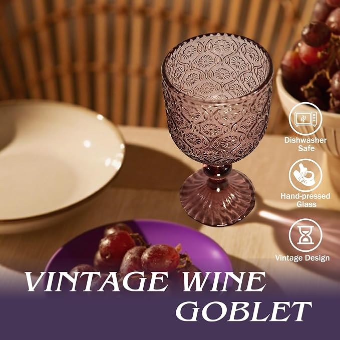 Purple pink Wine Glasses set of 6, 14 oz Purple pink Goblets Glassware - Image 7