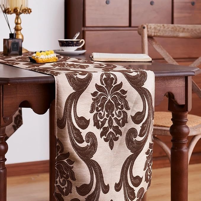 NAPEARL Elegant Luxury Damask Table Runner - Image 9