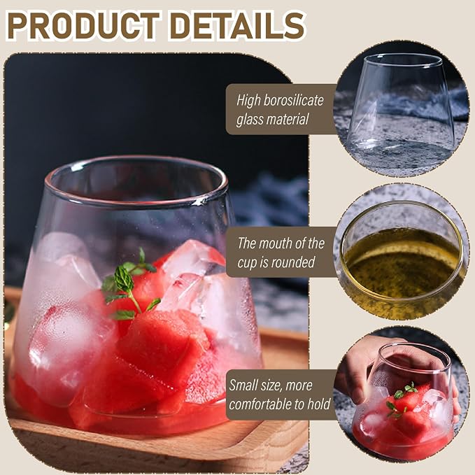 2Pcs Japanese Glassware, 10oz Creative Stemless Wine Glass Heat-Resistant - Image 6