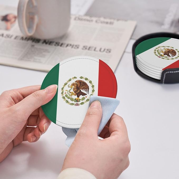 6 Pack Mexico Flag Leather Coaster - Image 6