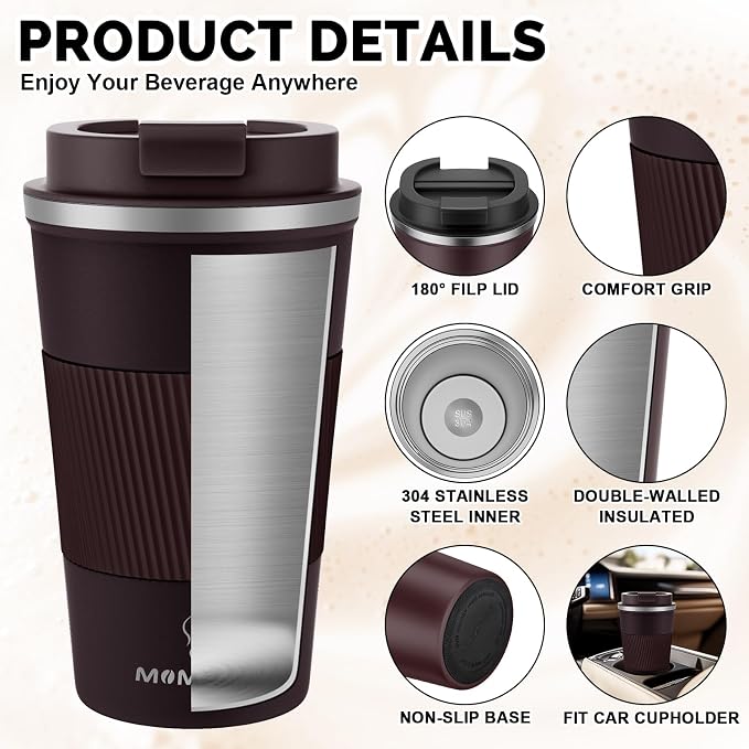 MOMSIV 17oz Travel Coffee Mug, Insulated Coffee Cup - Image 5