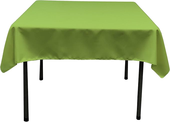 LA Linen Polyester Poplin Washable Square Tablecloth, Stain and Wrinkle Resistant Square Table Cover 52x52, Fabric Table Cloth Square for Dining, Kitchen, Party, Holiday 52 by 52-Inch, Lime