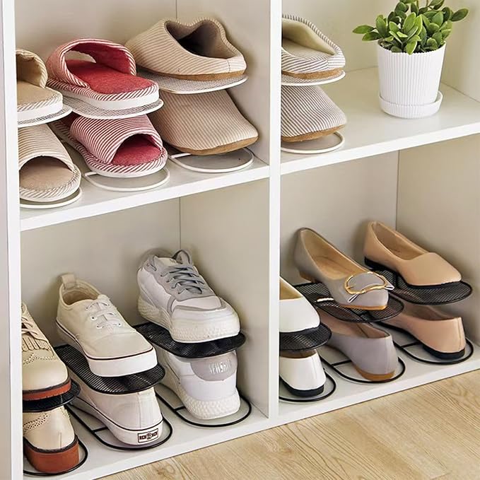CiBiZi Shoe Slots Organizer 6Pack Metal Shoe Stackers for a Pair of Shoes Double Layer Shoe Holder Shoe Storage Closet Organizers Shoe Space Saver Organizador de Zapatos Black
