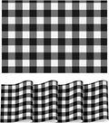 Artoid Mode Buffalo Plaid Vinyl Placemats Set of 4, 12x18 Inch Washable Non-Slip Heat Resistant Plastic Place Mats for Party Dining Table, Black/White