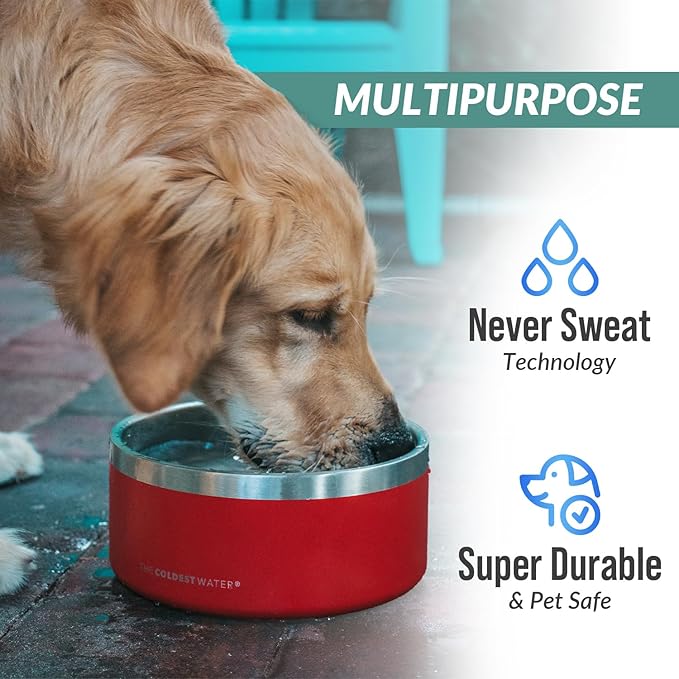 Coldest Dog Bowl - Anti Rust Metal, Non Slip, 3 Layers Insulated Stainless Steel Dog Bowls - Spill Proof & Heavy Duty - Water Bowl for Dogs, Cats & Pets, Dish Washer Safe (42 oz, Galaxy Purple)