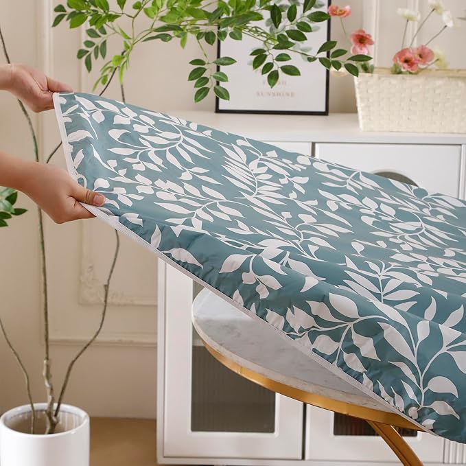 Walrus Round Vinyl Fitted Tablecloth with Flannel Backing Elastic Edge Design Table Cover Waterproof Oil-Proof PVC Table Cloth Stain-Resistant Best for 57"-66" Round