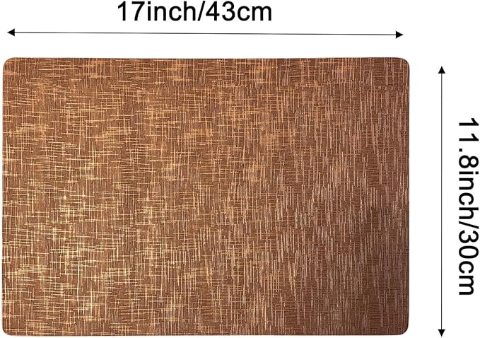 Set of 4 Faux Leather Placemats, Dual‑Sided Non‑Slip Vinyl Placemats, Washable Table Mats, Wipeable Metallic Dining Mats for Kitchen and Dining