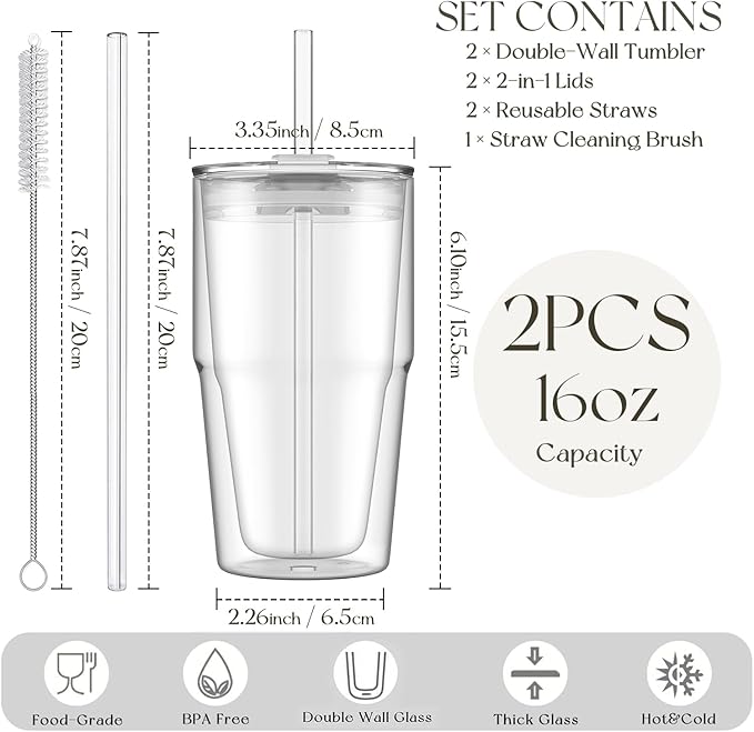 KEMORELA 16oz Clear Glass tumbler - Image 2