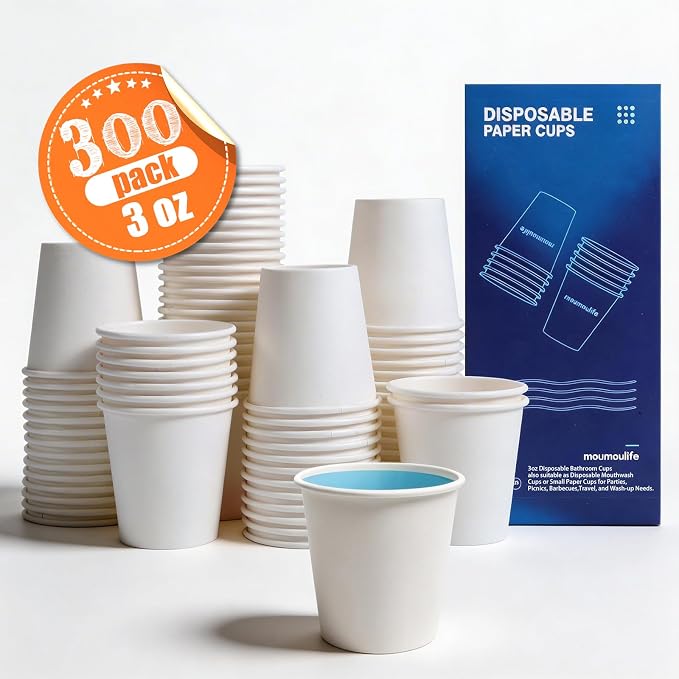 MOUMOULIFE Disposable Paper Coffee Cups 3 oz 300 Count, Bathroom Cups, - Image 2