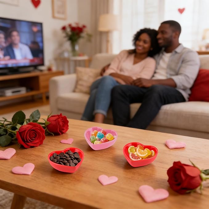 12PCS Heart Shaped Bowl Heart Bowl For Candy Lovers, Office Desk Decor, Home Snack Display, Valentine'S Day, Wedding Celebrations, Birthday Parties,Family Kitchen Use