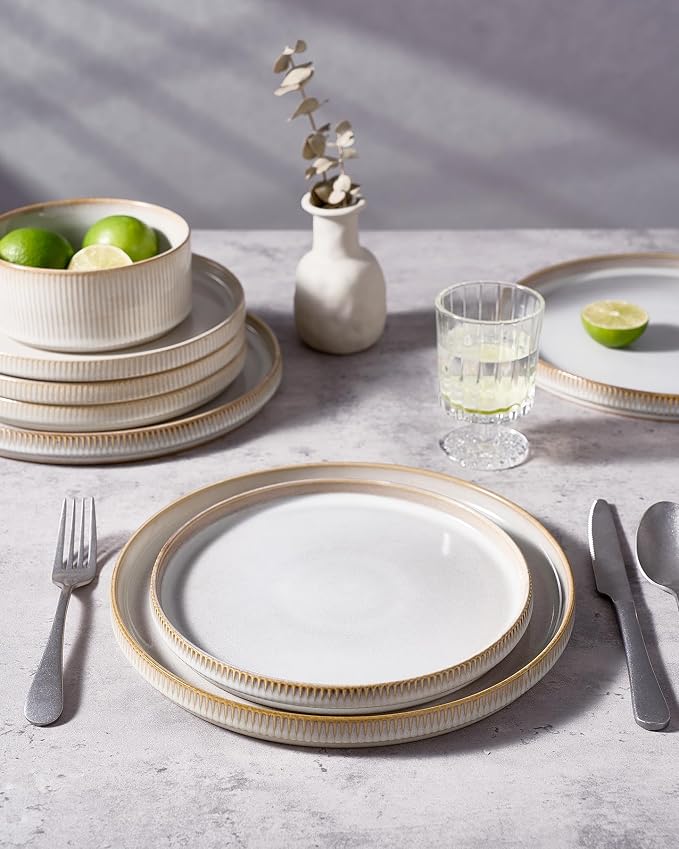 famiware Star Salad Plates for 6, 8 inches Plate Set, Stoneware Dinnerware - Image 7