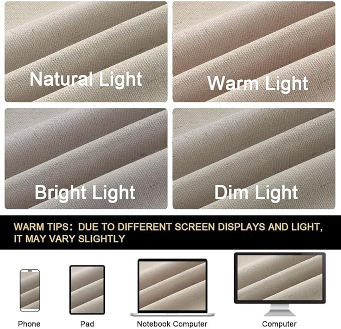PrinceDeco Linen 100% Blackout Curtains for Bedroom/Living Room Reduce Noise Light Blocking Window Curtains Drapes for Boho Home Decor, Linen Look Fabric with White Liner (52 x 120 Inch,Cobblestone)