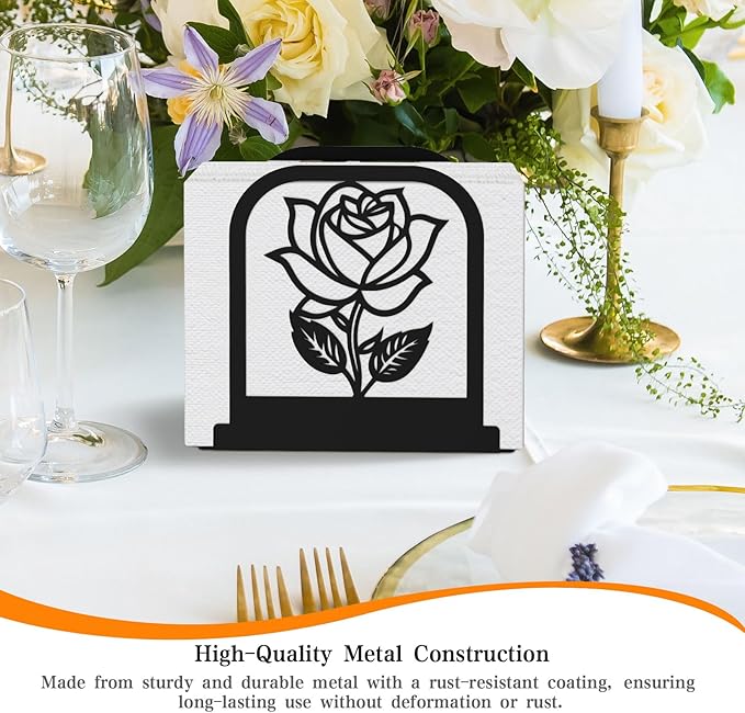 Unique Standing Napkin Holder,Gorgeous Rose Napkin Holders for Paper Napkins,Napkin Holder User-Friendly with Non-Slip Mat,Smooth Edge,Be Used for Dining Table,Shop,Countertop