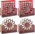 4 Sets Sunflower Napkin Holder, 5.51 x 2.56 x 4.72 Inch Wooden Cocktail Napkin Stand Wood Farmhouse Table Decor Rustic Kitchen Countertop Napkins for Kitchen Counter Dining Room