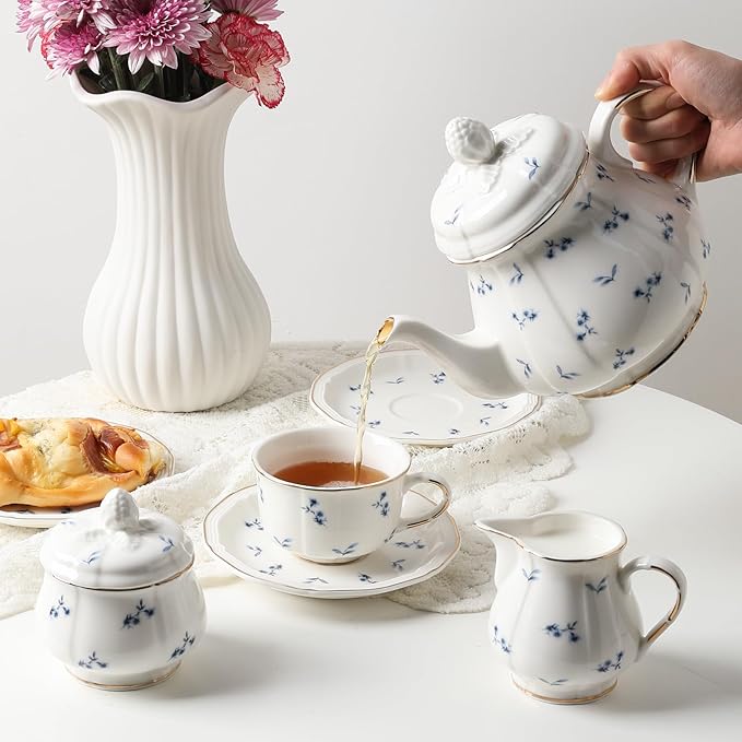 Sweejar 23 Pcs Floral Tea Sets - Image 5