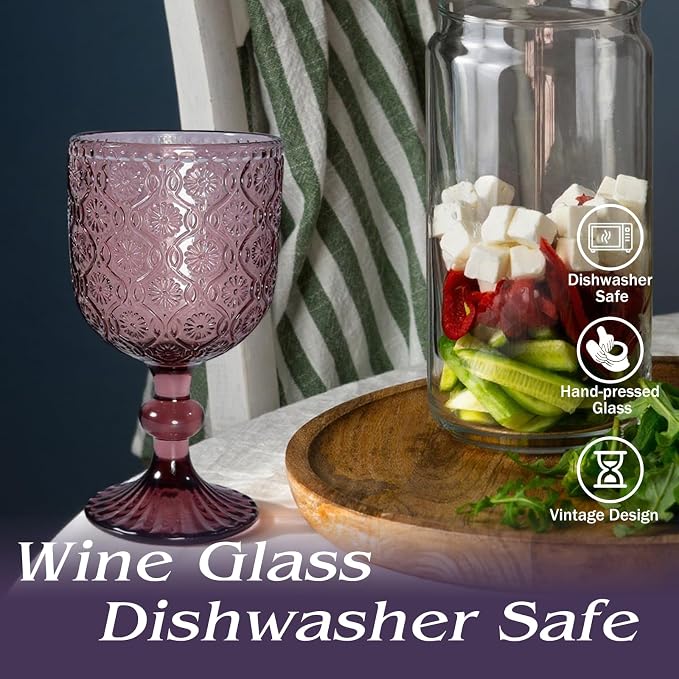 Purple pink Wine Glasses set of 6, 14 oz Purple pink Goblets Glassware - Image 5