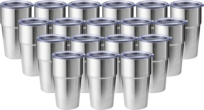 MEWAY 16oz Tumbler Double Wall Vacuum Insulated Travel Mug Bulk, Stainless by MEWAY